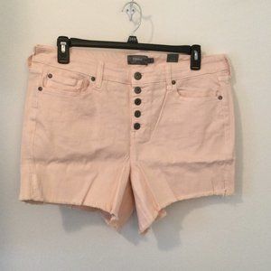 Torrid Womens Plus Size 16 Pink Pearl Stretch Denim Button Fly Shorts NEW NWT